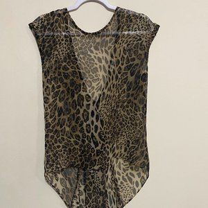 Animal Print Sleeveless Chiffon Blouse